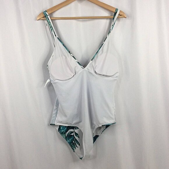 Beachsissi One Piece Swimsuit Womens Size Medium Green Palm Leaves Padded Bra - Picture 3 of 10